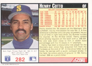 Henry Cotto  baseball card collectible - Main Image 2