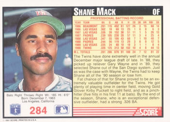 Shane Mack  baseball card collectible - Main Image 2