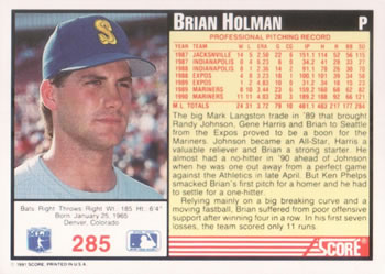 Brian Holman  baseball card collectible - Main Image 2
