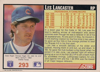 Les Lancaster  baseball card collectible - Main Image 2