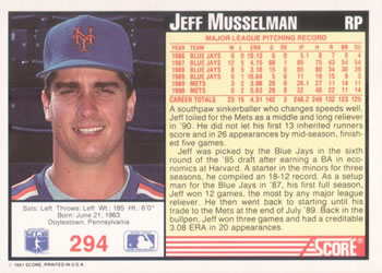 Jeff Musselman  baseball card collectible - Main Image 2