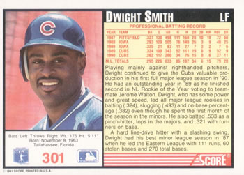 Dwight Smith  baseball card collectible - Main Image 2