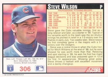 Steve Wilson  baseball card collectible - Main Image 2