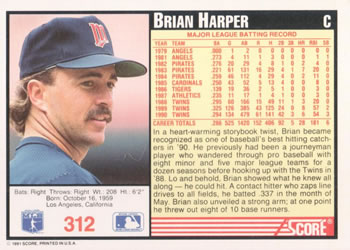 Brian Harper  baseball card collectible - Main Image 2