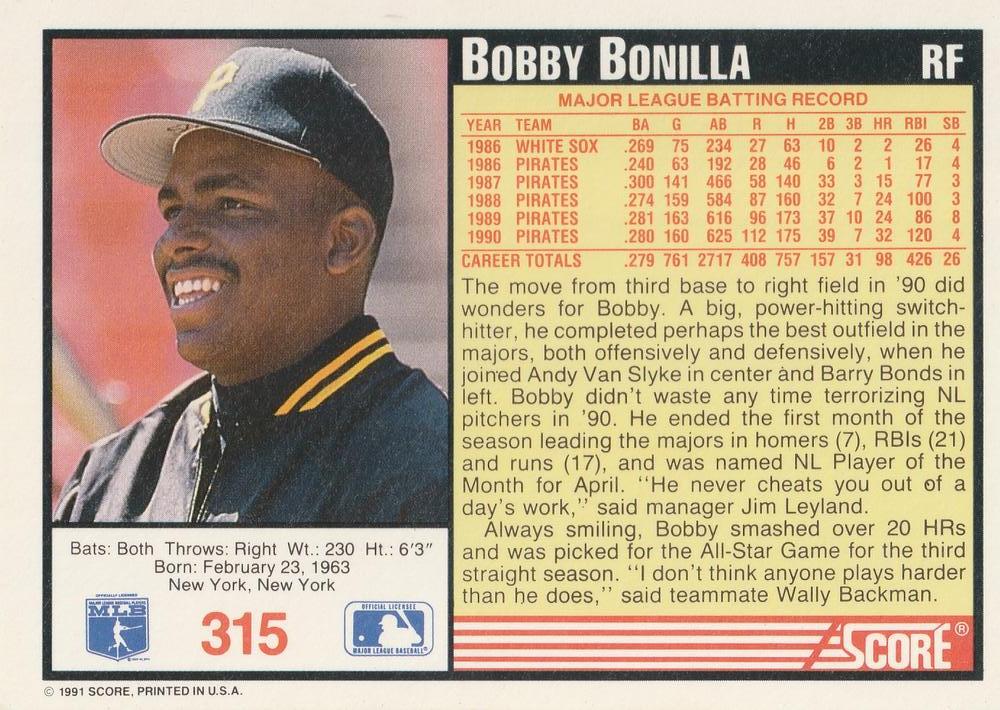 Bobby Bonilla  baseball card collectible - Main Image 2