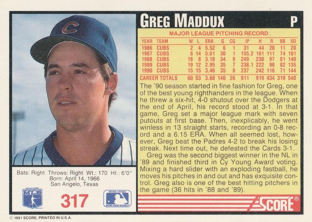 Greg Maddux  baseball card collectible - Main Image 2