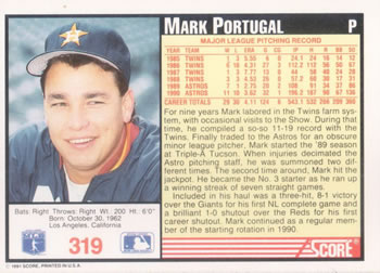 Mark Portugal  baseball card collectible - Main Image 2