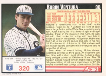 Robin Ventura  baseball card collectible - Main Image 2