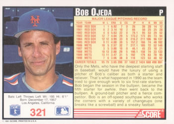 Bob Ojeda  baseball card collectible - Main Image 2