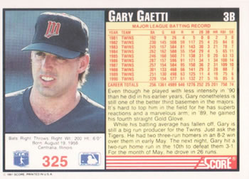 Gary Gaetti  baseball card collectible - Main Image 2