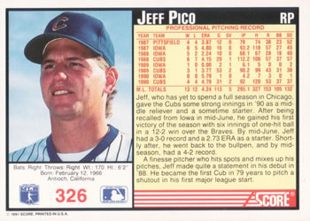 Jeff Pico  baseball card collectible - Main Image 2