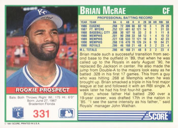 Brian McRae  baseball card collectible - Main Image 2