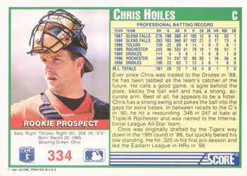 Chris Hoiles  baseball card collectible - Main Image 2