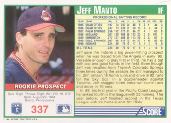 Jeff Manto  baseball card collectible - Main Image 2