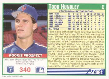 Todd Hundley  baseball card collectible - Main Image 2