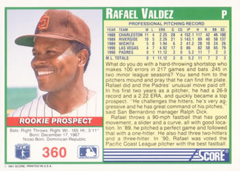 Rafael Valdez  baseball card collectible - Main Image 2