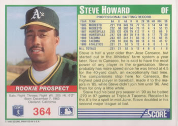 Steve Howard  baseball card collectible - Main Image 2