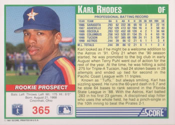 Karl Rhodes  baseball card collectible - Main Image 2