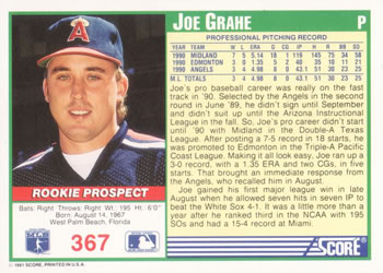 Joe Grahe  baseball card collectible - Main Image 2