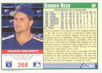 Darren Reed  baseball card collectible - Main Image 2