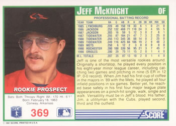 Jeff McKnight  baseball card collectible - Main Image 2