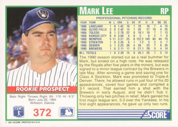 Mark Lee  baseball card collectible - Main Image 2