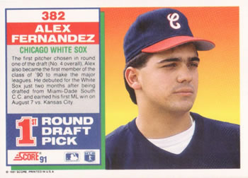Alex Fernandez  baseball card collectible - Main Image 2