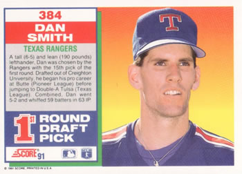 Dan Smith  baseball card collectible - Main Image 2