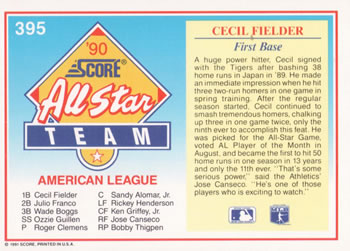 Cecil Fielder  baseball card collectible - Main Image 2