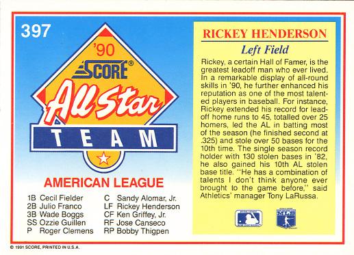 Rickey Henderson  baseball card collectible - Main Image 2