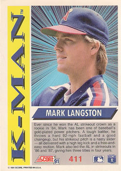 Mark Langston  baseball card collectible - Main Image 2