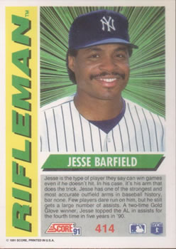 Jesse Barfield  baseball card collectible - Main Image 2