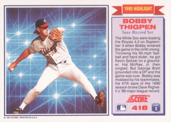 Bobby Thigpen  baseball card collectible - Main Image 2