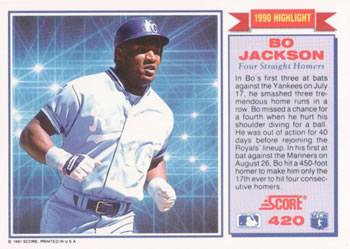 Bo Jackson  baseball card collectible - Main Image 2