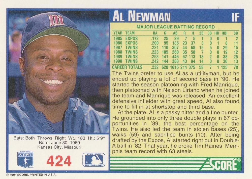 Al Newman  baseball card collectible - Main Image 2