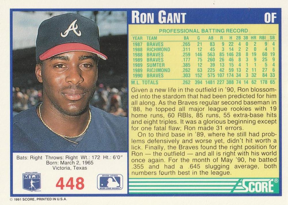 Ron Gant  baseball card collectible - Main Image 2