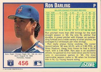 Ron Darling  baseball card collectible - Main Image 2