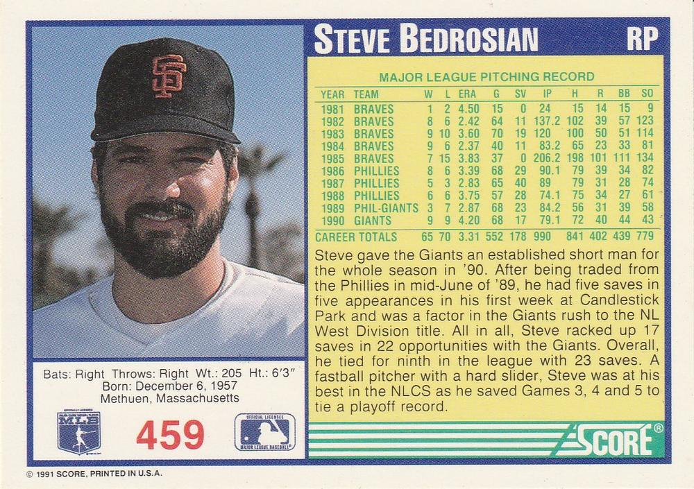 Steve Bedrosian  baseball card collectible - Main Image 2