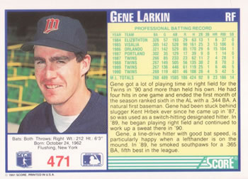 Gene Larkin  baseball card collectible - Main Image 2