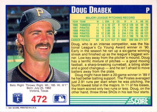 Doug Drabek  baseball card collectible - Main Image 2