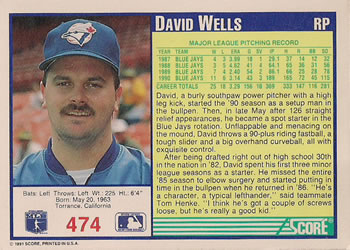 David Wells  baseball card collectible - Main Image 2