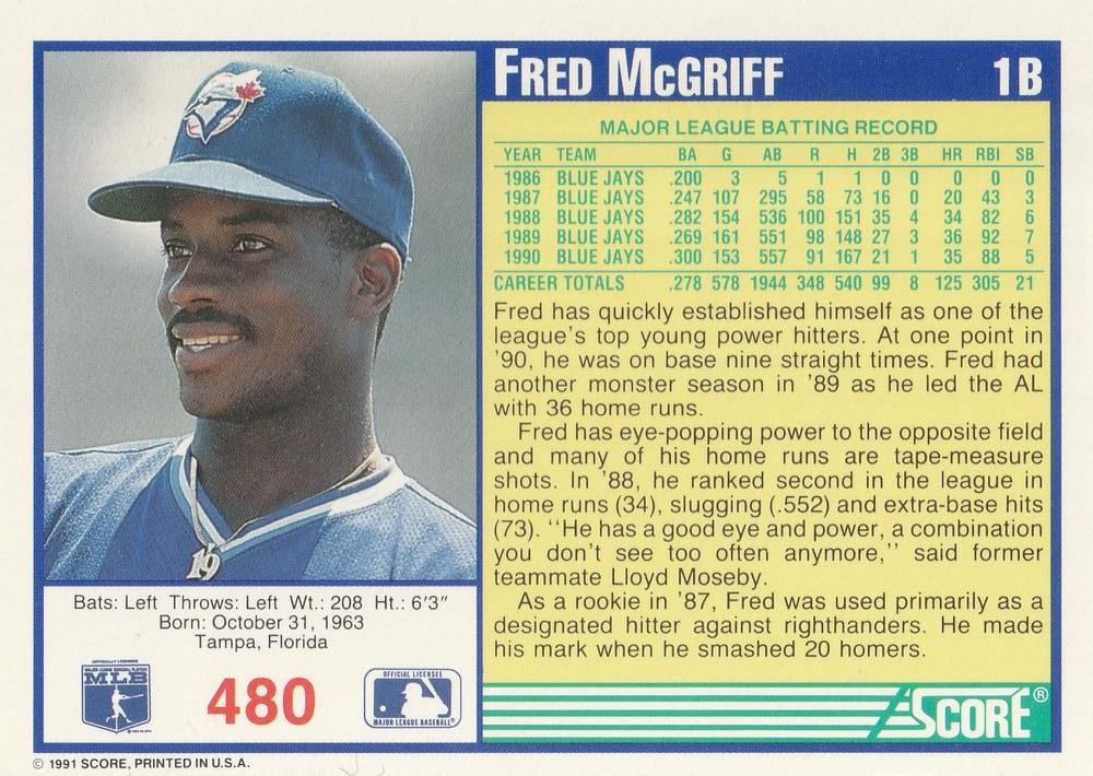 Fred McGriff  baseball card collectible - Main Image 2