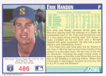 Erik Hanson  baseball card collectible - Main Image 2