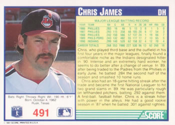 Chris James  baseball card collectible - Main Image 2