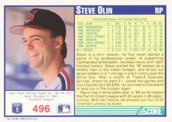 Steve Olin  baseball card collectible - Main Image 2