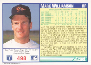 Mark Williamson  baseball card collectible - Main Image 2