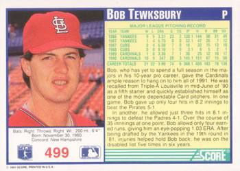 Bob Tewksbury  baseball card collectible - Main Image 2