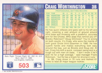 Craig Worthington  baseball card collectible - Main Image 2