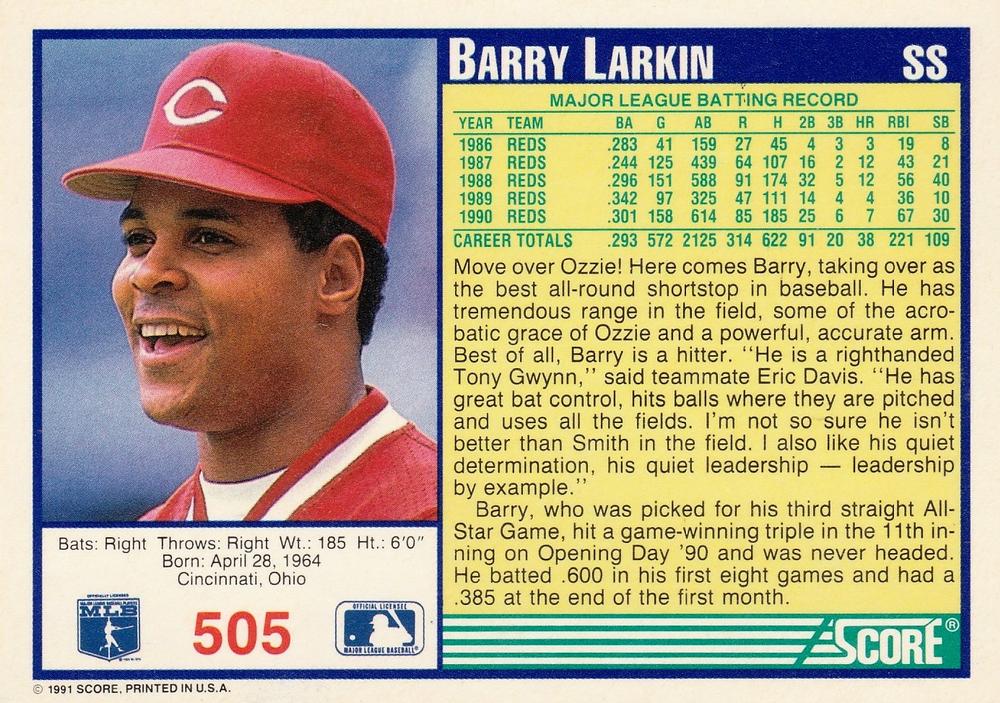 Barry Larkin  baseball card collectible - Main Image 2