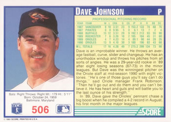 Dave Johnson  baseball card collectible - Main Image 2
